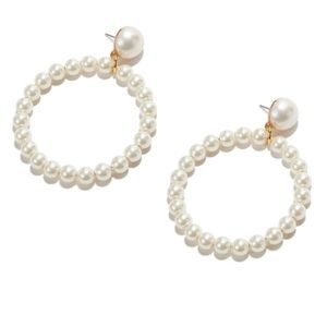 Lele Sadoughi frontal pearl hoop earrings